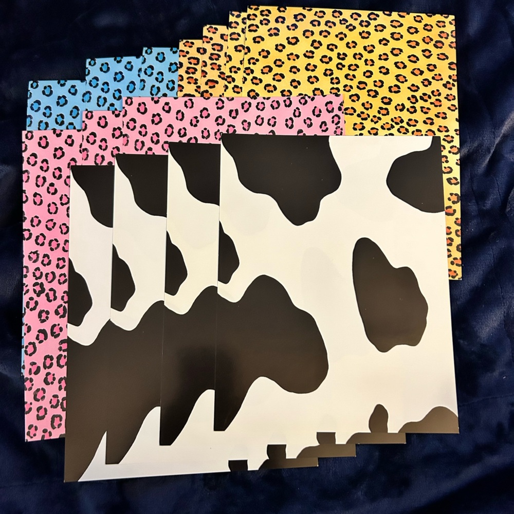 Animal Print Craft and Scrapbooking Set - Black, White, Pink, Blue, Yellow